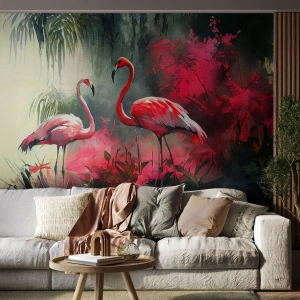 Fotótapéta Premium Sand - Egy lecke a természetes bájról - Flamingók, Darab, Tájkép - 100x70 cm