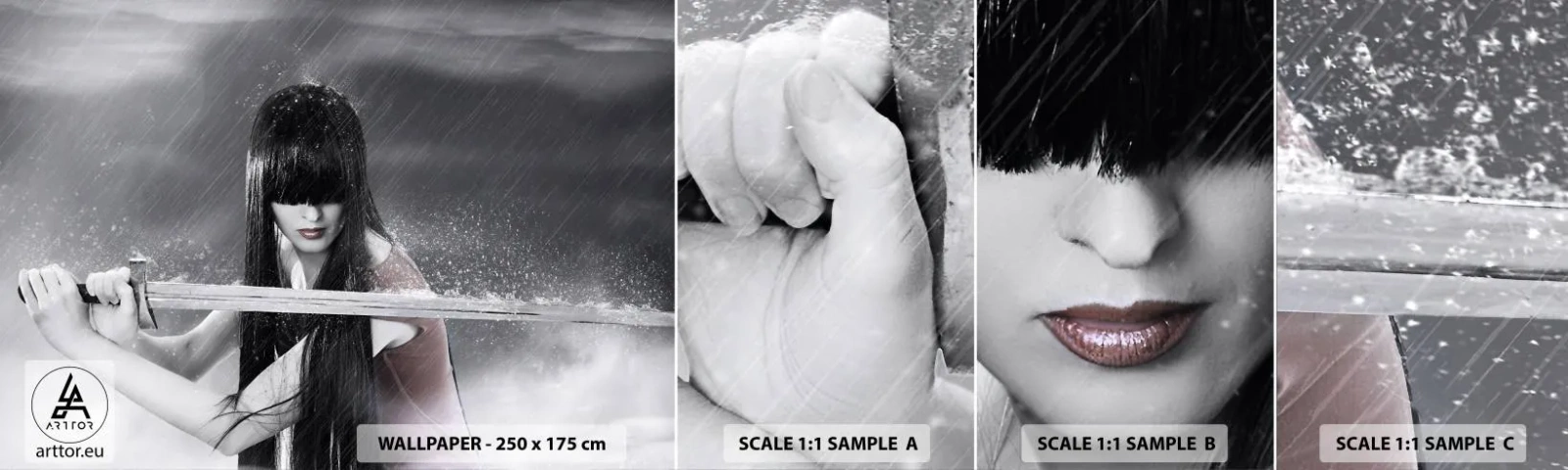 Fotótapéta Minta Standard Eco - Gyönyörű és veszélyes - Nő, Kard, Katonai - 100x30 cm