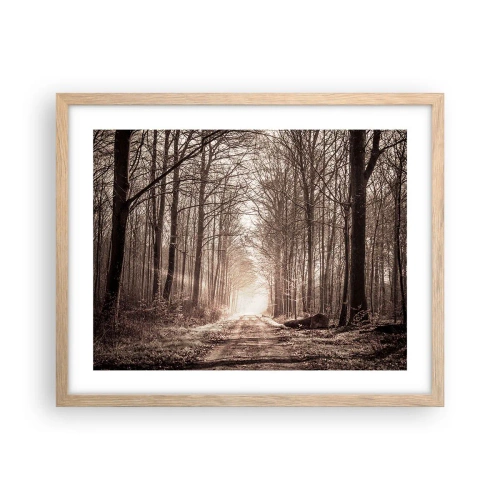Poszter világos tölgy keretben - Erdei katedrális - 50x40 cm