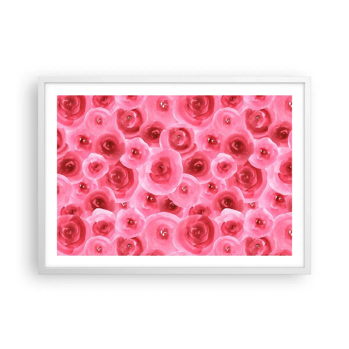 Poszter fekete keretben - Rózsák alul és felül - 70x50 cm