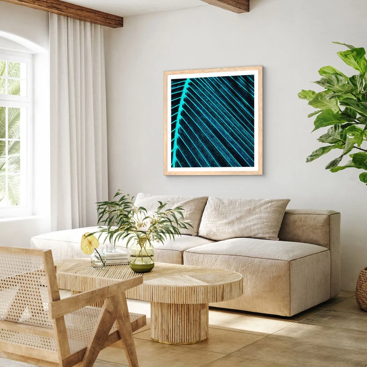 Poszter világos tölgy keretben - A zöld textúrája - 40x40 cm