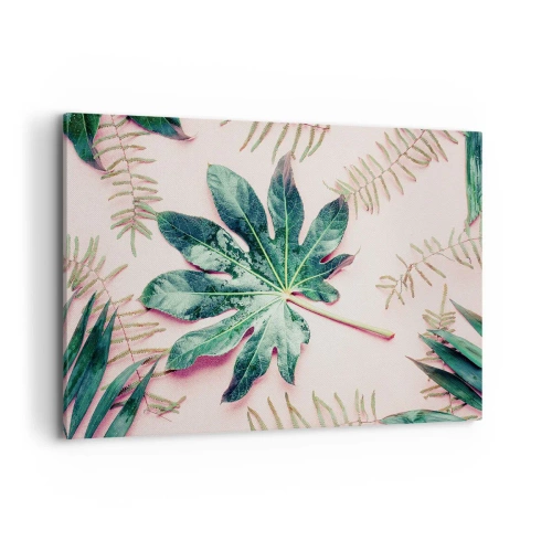 Vászonkép - A zöld tanulmánya a rózsaszín háttérben - 100x70 cm