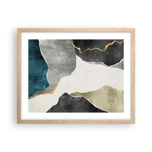 Poszter világos tölgy keretben - Mozaik kompozíció aranyszállal - 50x40 cm