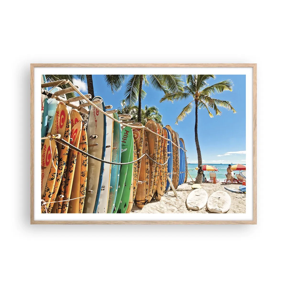 Poszter világos tölgy keretben - Napos mulatság - 100x70 cm