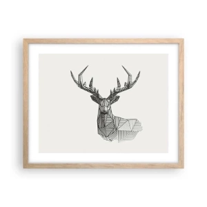 Poszter világos tölgy keretben - Szarvas kubista stílusban - 50x40 cm