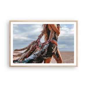 Poszter világos tölgy keretben - Sámán párja - 91x61 cm