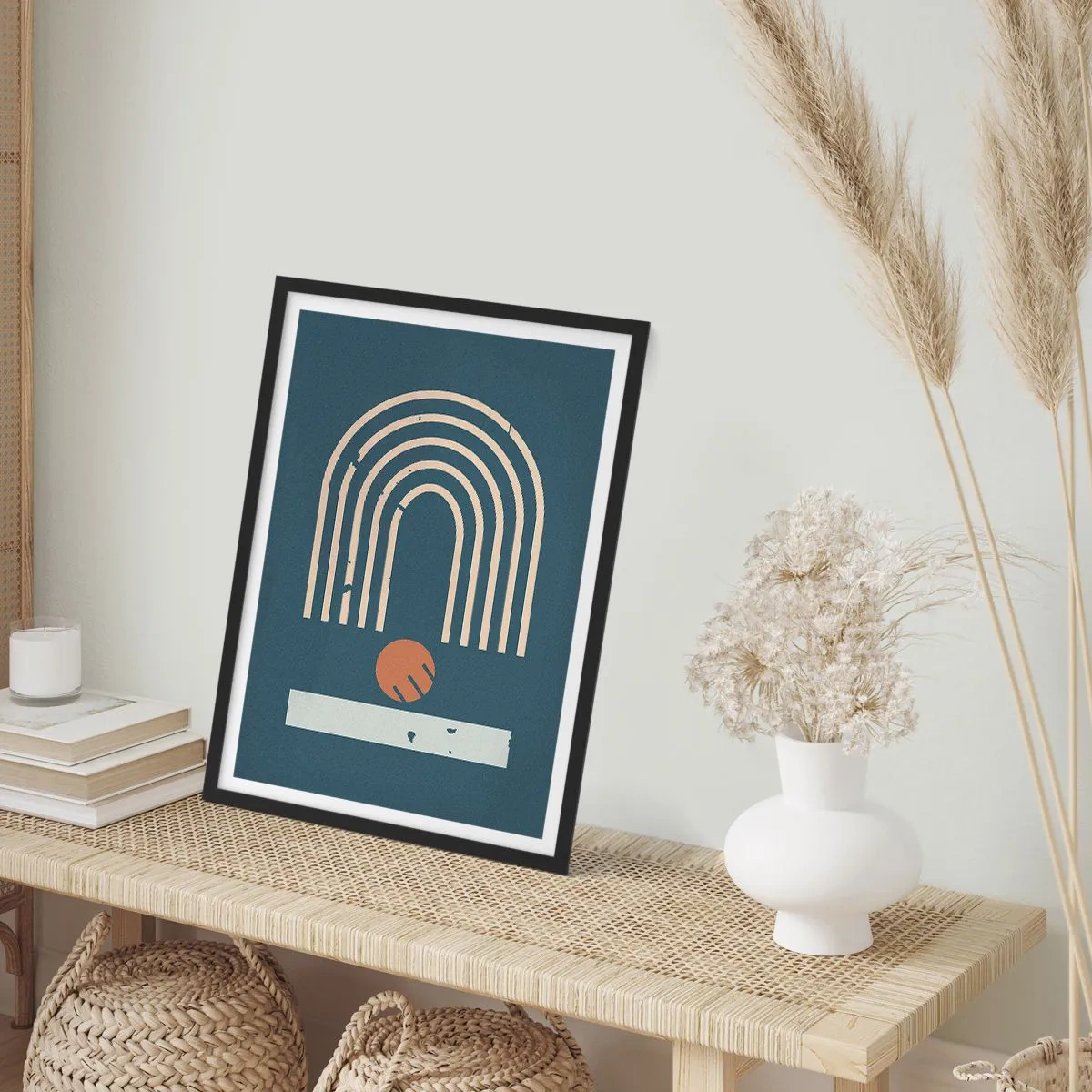 Poszter fehér keretben - Geometria sötétkék háttéren - 30x40 cm