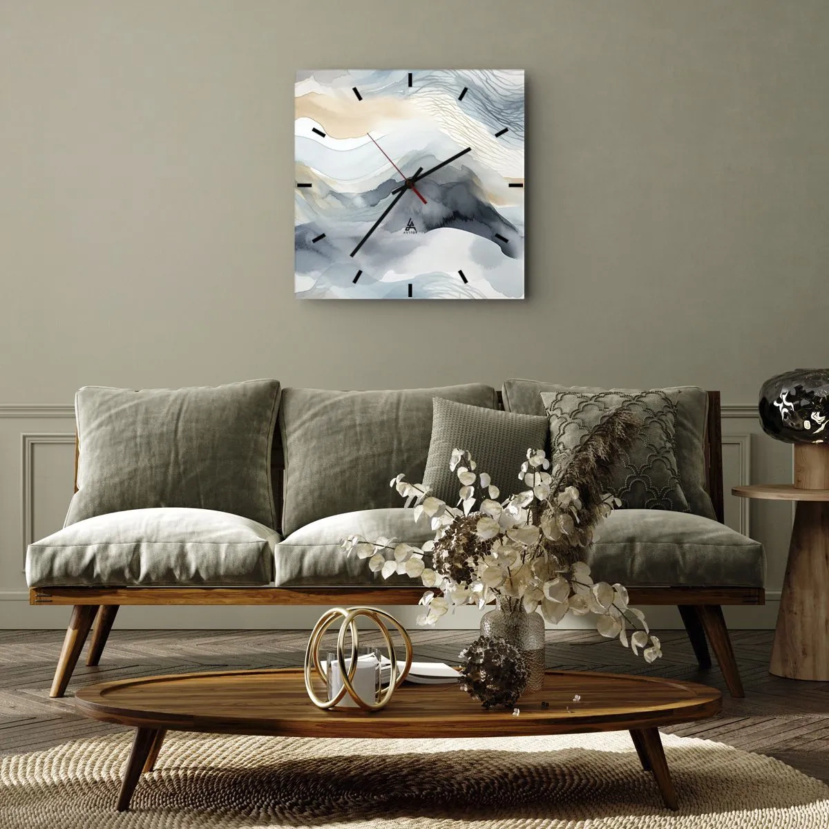 Falióra, Óra - Hó és köd absztrakció - 40x40 cm