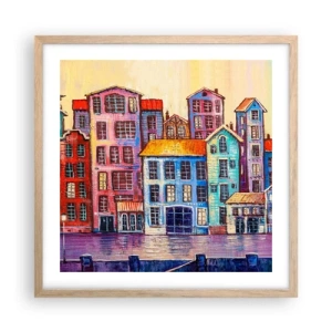 Poszter világos tölgy keretben - Egy város, mint egy tündérmese - 50x50 cm