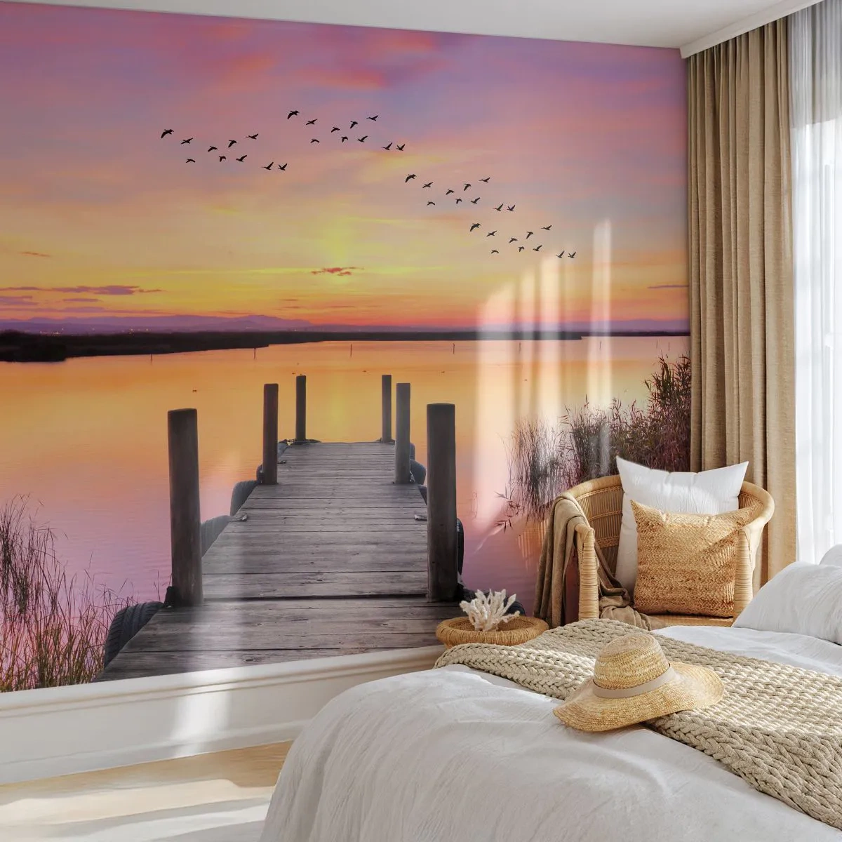 Fotótapéta Standard Eco - Ibolyás néma hajnal - Tájkép, Tó, Természet - 200x140 cm