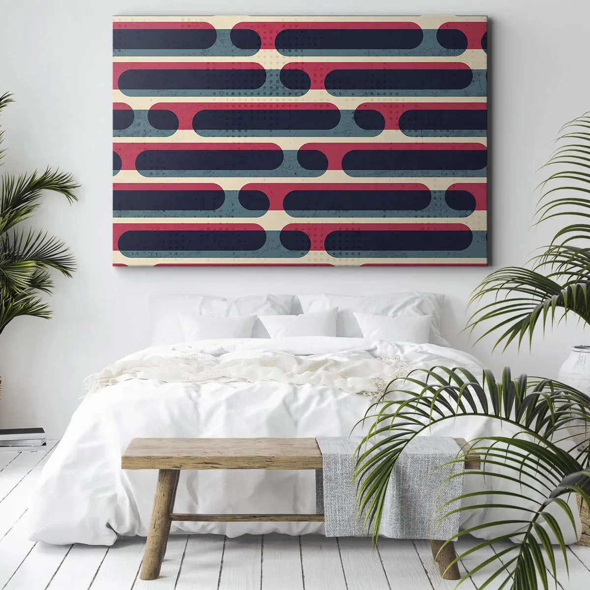 Vászonkép - Geometrikus retro minta pasztell színekkel - 70x50cm - Mélységben és előre - Modern fali dekoráció nappalihoz és hálószobához ARTTOR