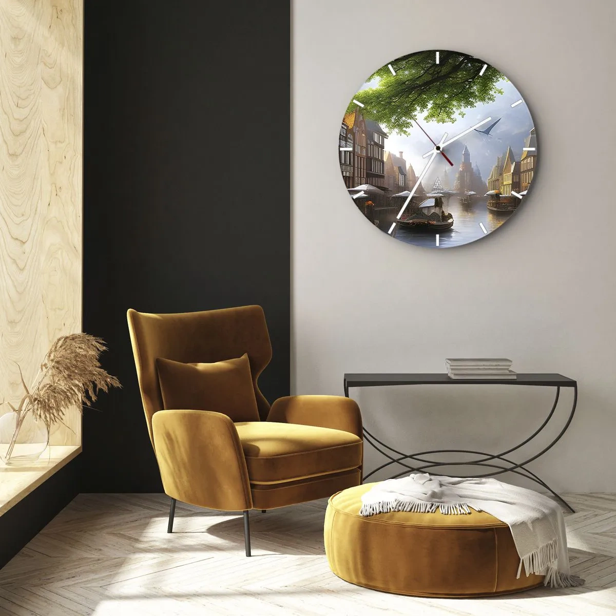 Falióra, Óra - Holland városkép - 40x40 cm