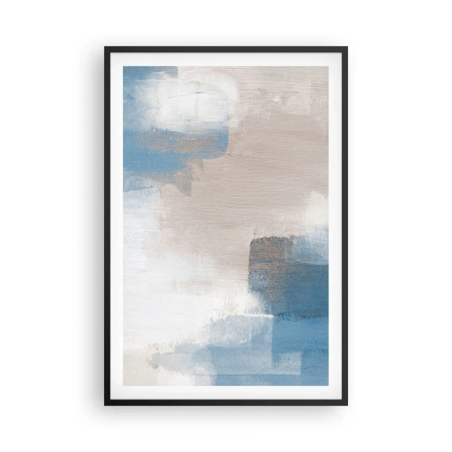 Poszter fehér keretben - Rózsaszín absztrakció egy kék fátyol mögött - 61x91 cm