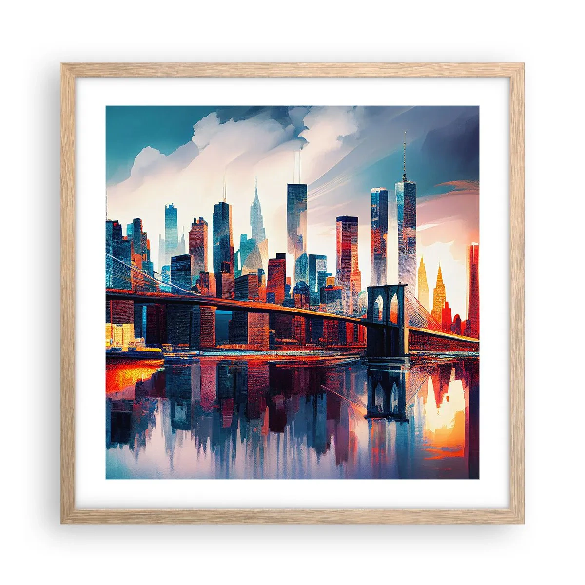 Poszter világos tölgy keretben - Fenomenális New York - 50x50 cm