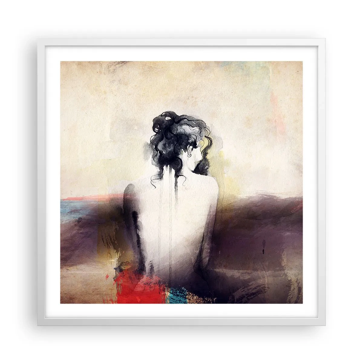 Poszter fekete keretben - Sima vonalak, ovális formák - 60x60 cm