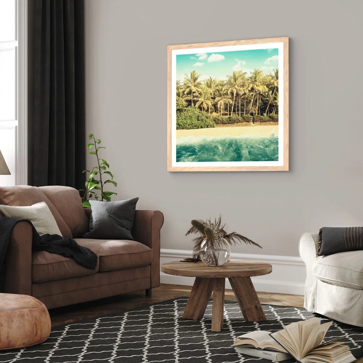 Poszter világos tölgy keretben - Talán itt? - 30x30 cm