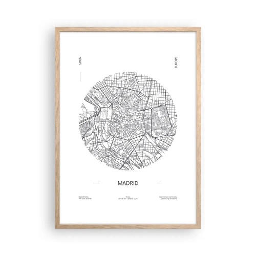 Poszter világos tölgy keretben - Madrid anatómiája - 50x70 cm
