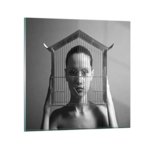 Üveg kép - Kissé szürreális portré - 30x30 cm