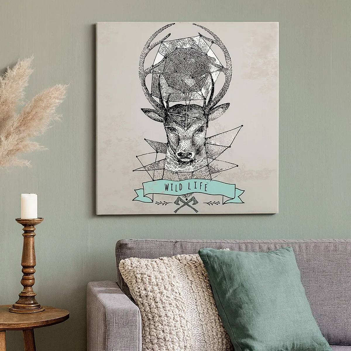 Vászonkép - Szt. Hubertus látomása - 30x30 cm