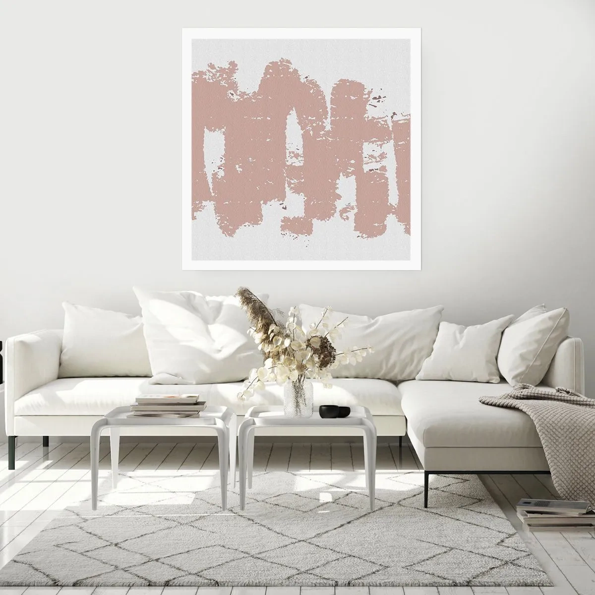 Poszter - Absztrakció lágy rózsaszínben - 50x50 cm