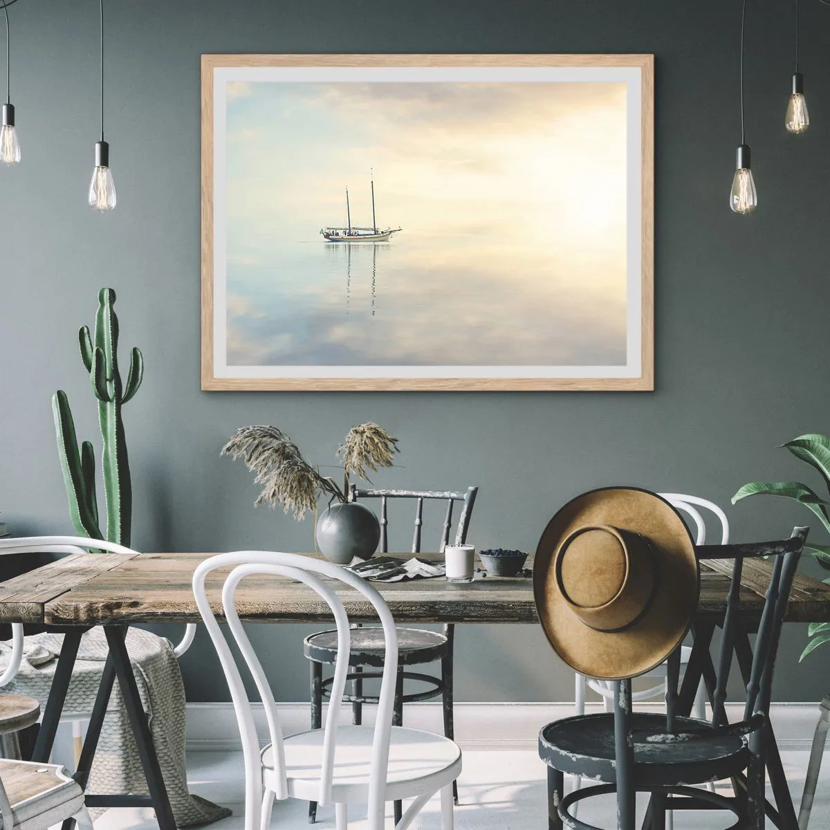 Poszter világos tölgy keretben - A csend tengerében - 50x40 cm