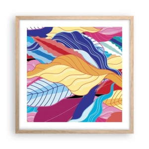 Poszter világos tölgy keretben - Színes rendetlenség - 50x50 cm