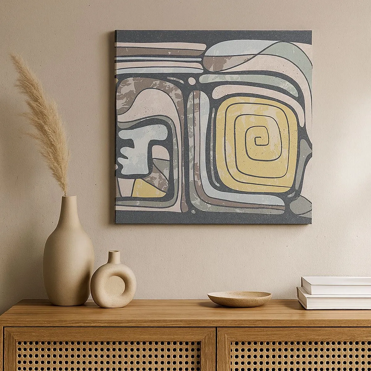 Vászonkép - Absztrakció pre-kolumbián szellemben - 30x30 cm