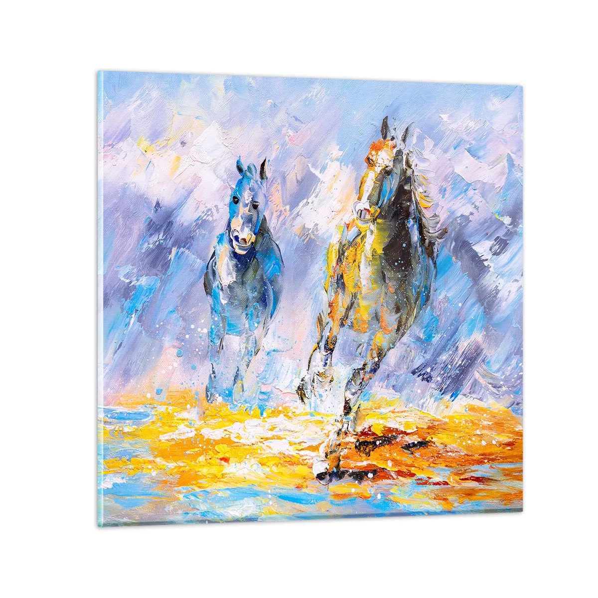 Üveg kép - Átvágtatva a vakító fényen - 60x60 cm