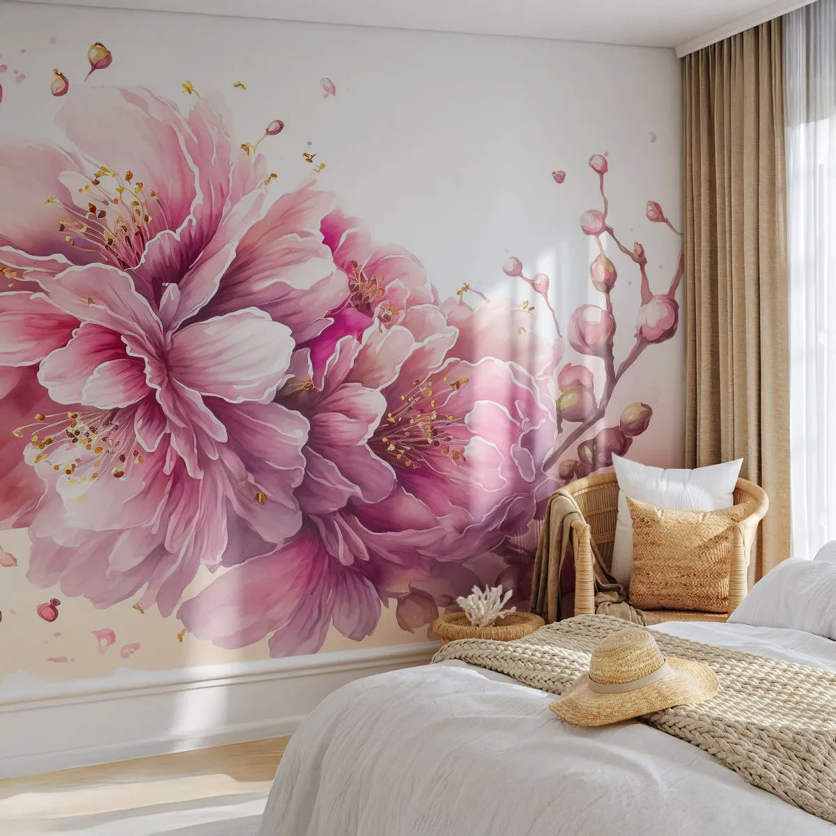 Fotótapéta Standard Eco - Cseresznyevirág - Virágzó, Virág, Vízfestmény - 350x256 cm