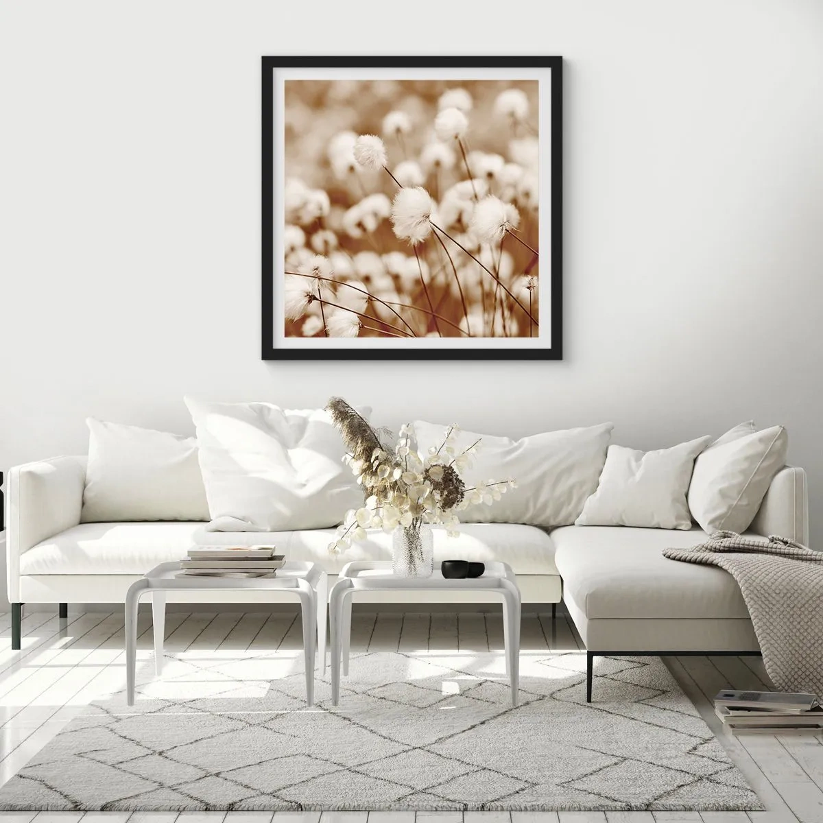 Poszter fehér keretben - Bolyhos termés - 60x60 cm