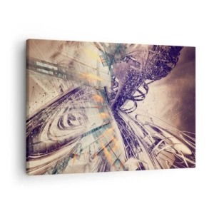 Vászonkép - Dinamikus absztrakció bézs és lila árnyalatokban - 70x50cm - Nagy rohanásban - Modern fali dekoráció nappalihoz és hálószobához ARTTOR