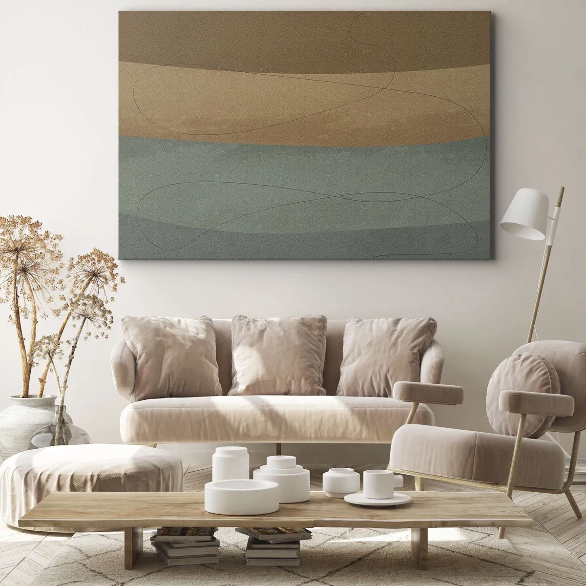 Vászonkép - Absztrakt kompozíció természetes földszínekben - 70x50cm - Vízszintes kompozíció - Modern fali dekoráció nappalihoz és hálószobához ARTTOR
