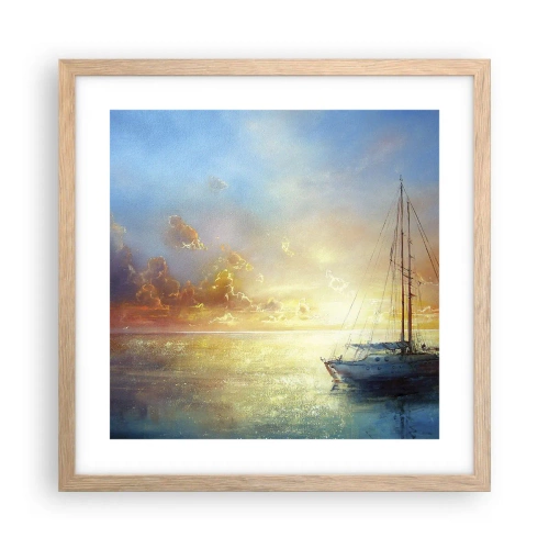 Poszter világos tölgy keretben - Egy arany öbölben - 40x40 cm