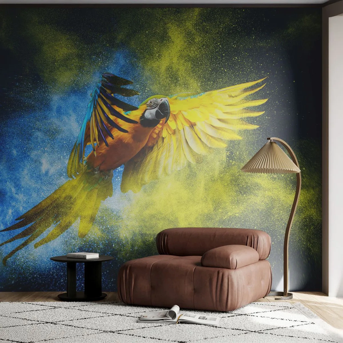 Fotótapéta Standard Eco - A kék és arany porban - Papagáj, Absztrakció, Darab - 250x175 cm