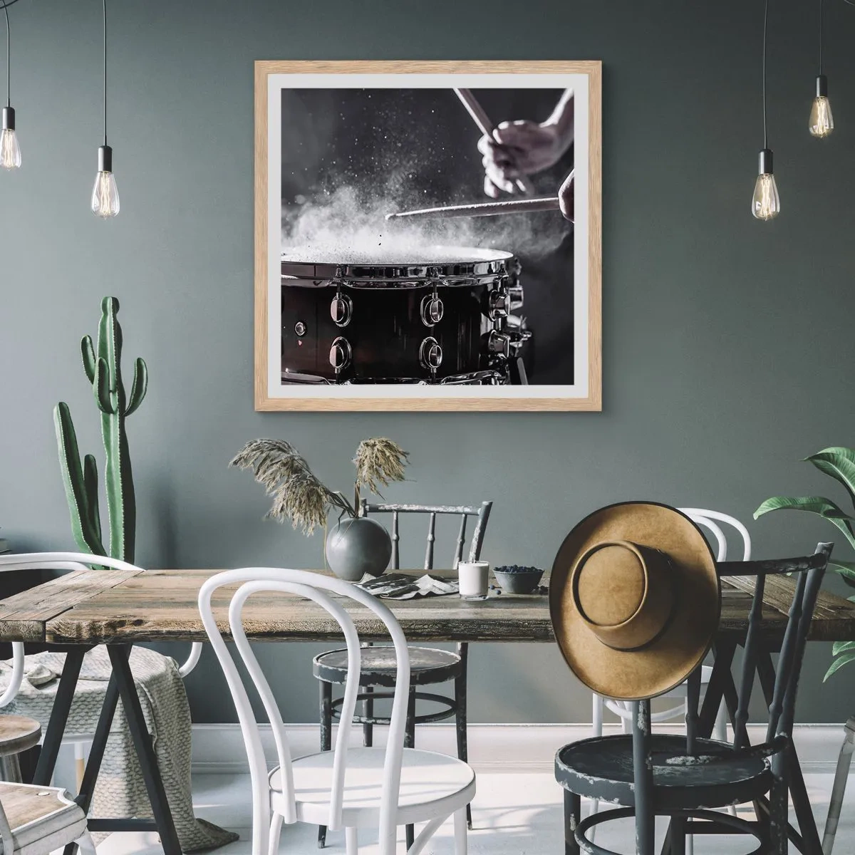 Poszter világos tölgy keretben - A zene pulzusa - 60x60 cm