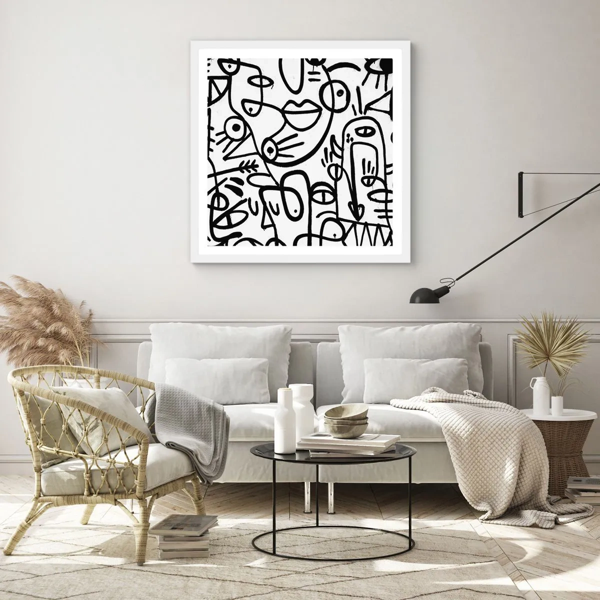 Poszter fekete keretben - Arcok és délibábok - 60x60 cm