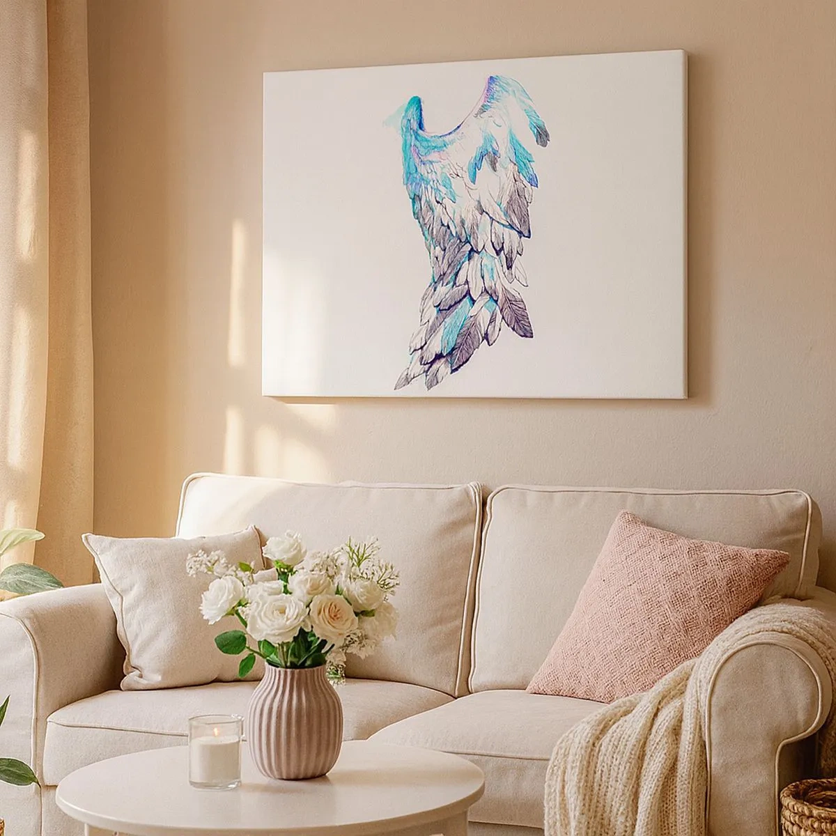 Vászonkép - Finom angyalszárnyak pasztell árnyalatokban - 70x50cm - Szükségem van szárnyakra - Modern fali dekoráció nappalihoz és hálószobához ARTTOR