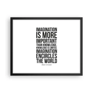 Poszter fehér keretben - Einstein a képzelet erejéről - 50x40 cm