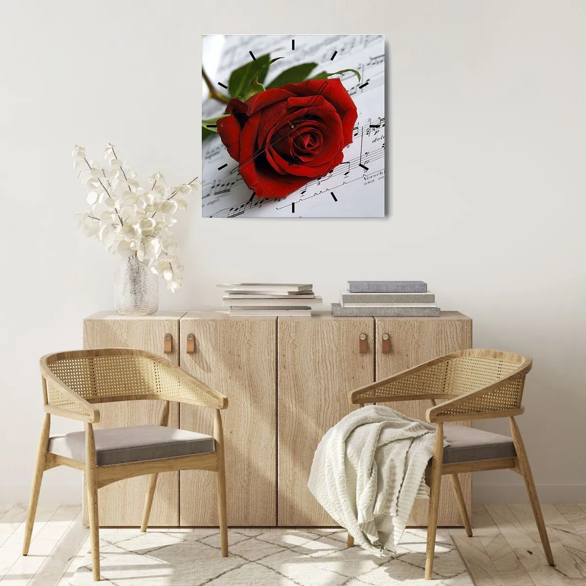 Falióra, Óra - Érzések zenéje skarlátvörös színben - 30x30 cm