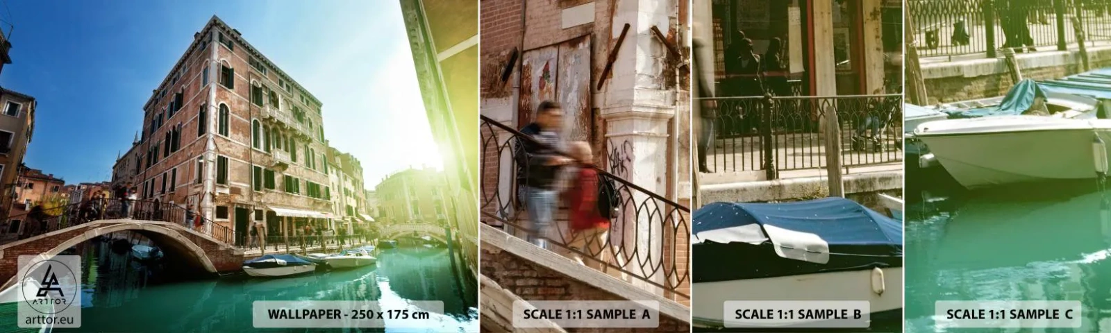 Fotótapéta Minta Standard Eco - Velence - Amore Mio - Város, Velence, Gondolák - 100x30 cm
