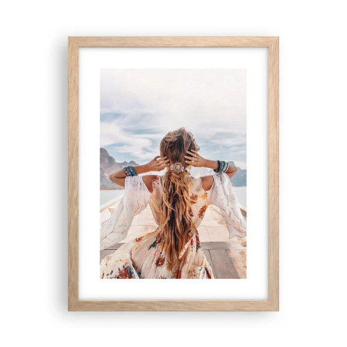 Poszter világos tölgy keretben - Az út a boldogság felé  - 30x40 cm