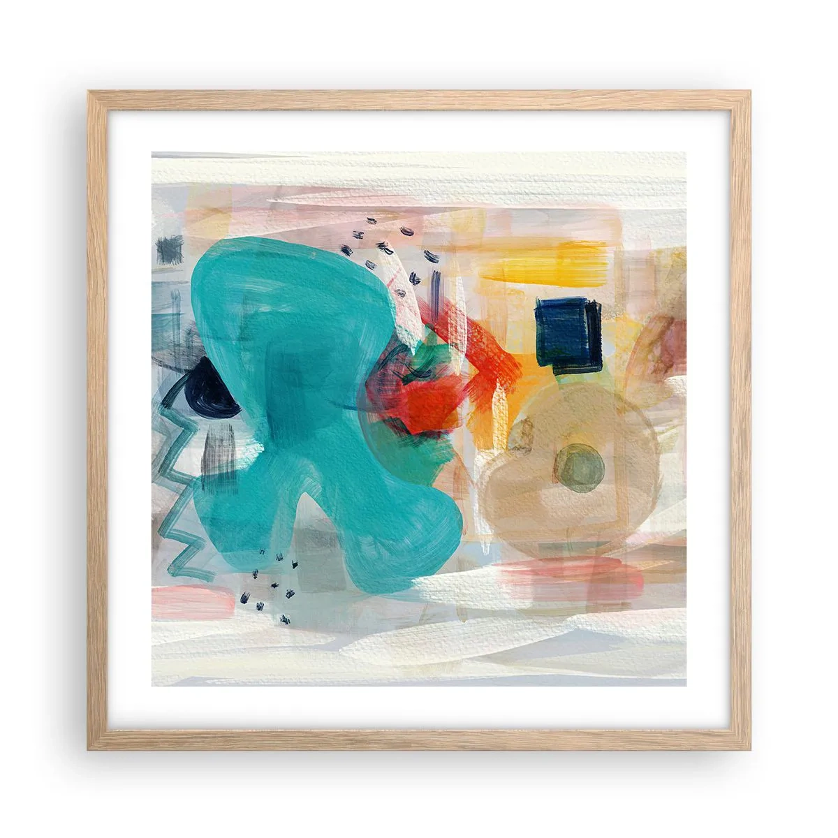 Poszter világos tölgy keretben - Színes játék - 50x50 cm