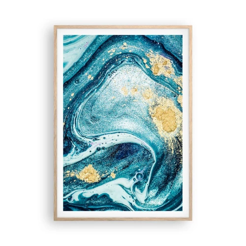 Poszter világos tölgy keretben - Kék örvény - 70x100 cm