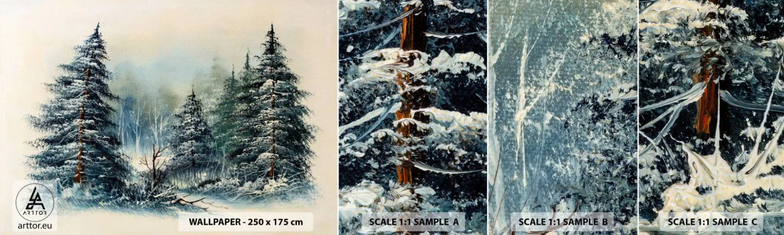 Fotótapéta Minta Öntapadós Deluxe Sticker - Karácsonyra készen - Tájkép, Erdő, Természet - 100x30 cm