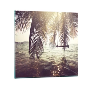 Üveg kép - Tetszés szerint hintázhat a felhők között - 70x70 cm