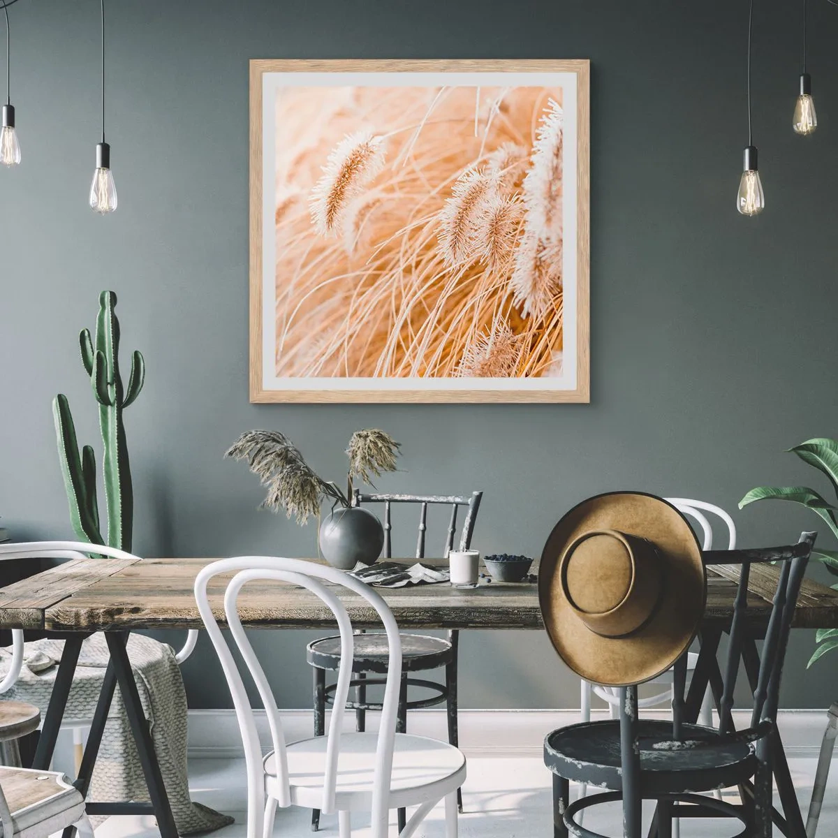 Poszter világos tölgy keretben - A fű arany susogása - 40x40 cm
