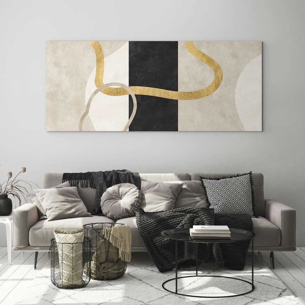 Üveg kép - Hurkolt formák - 100x40 cm