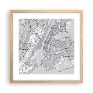 Poszter világos tölgy keretben - Metropolisz anatómiája - 40x40 cm