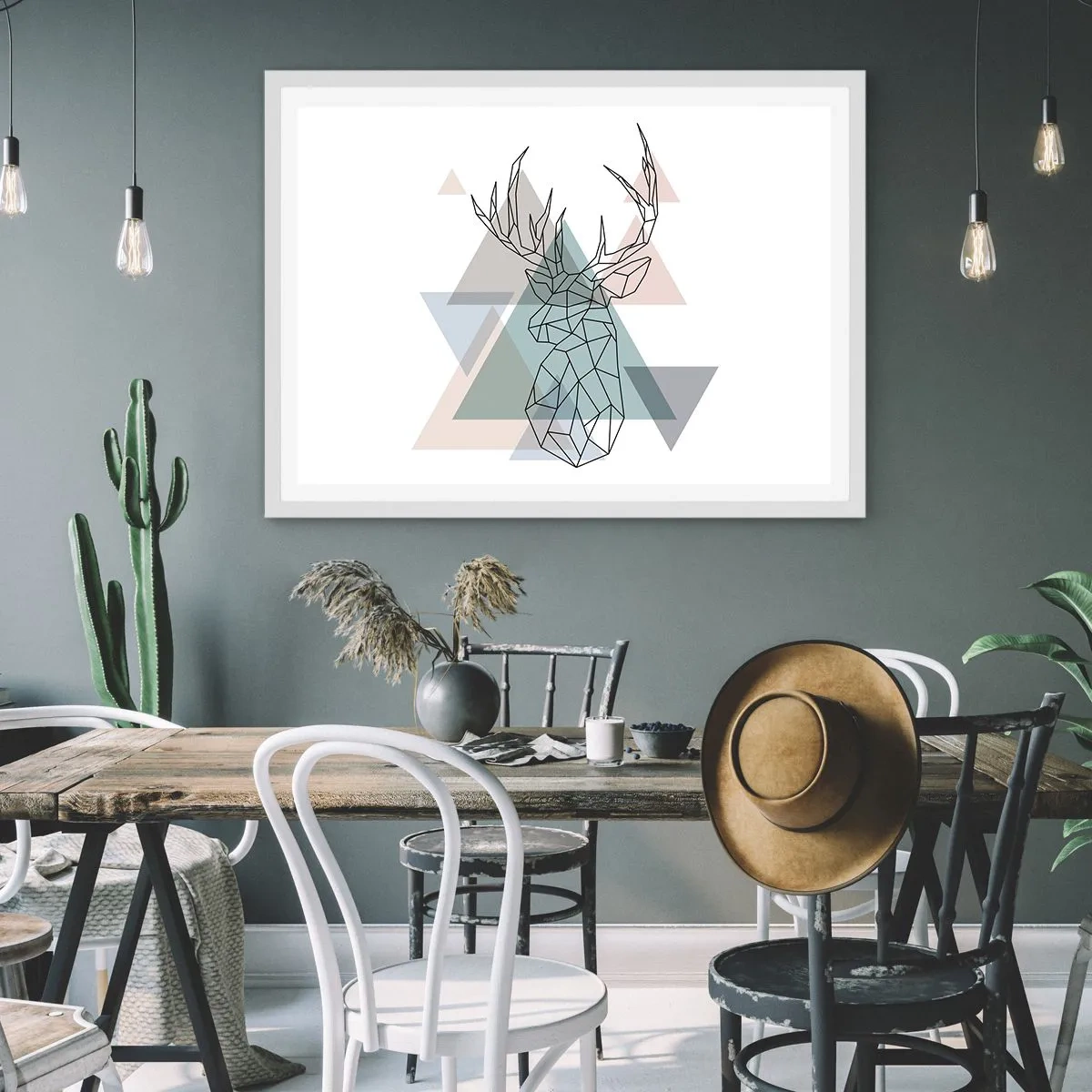 Poszter fekete keretben - Egy geometrikus erdőben - 70x50 cm