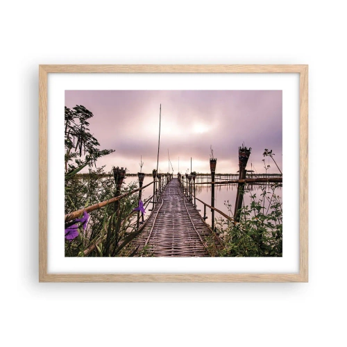 Poszter világos tölgy keretben - Nyugalom és csend Ázsiában - 50x40 cm